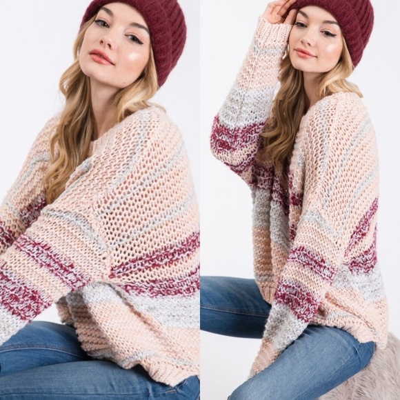 Adorable slouchy blush thick knit sweater - Picture 2 of 8